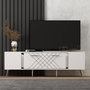 Hanah Home Soporte de TV Blanco y Plata con Diseño de Rombos